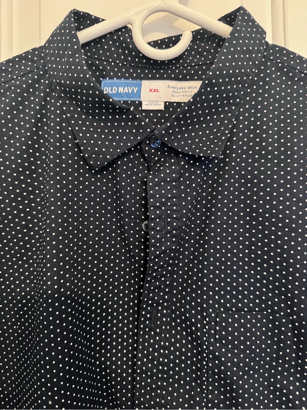 Old Navy Men’s Navy Blue Polka Dot Button-Up Shirt